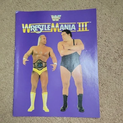 1987 WWE WWF WrestleMania III Program Hulk Hogan vs Andre the Giant Vintage Orig - Image 1 of 4