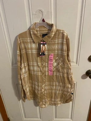 NOVA Camisa Feminina Gap Algodão Macio Ajuste Relaxado Botão para Cima Flanela Tamanho Pequeno - Imagem 1 de 4