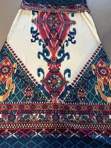 Venus Skirt Maxi Stretch XL Beach Flare Comfy Boho Tropical Turquoise Floral - Picture 1 of 13