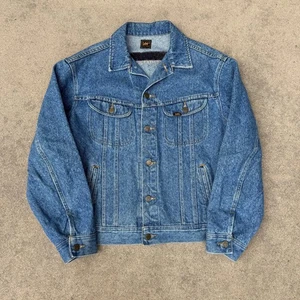 Men's Vintage 90's Lee Riders Western Dark Blue Denim Jean Trucker Jacket Sz 48 - Picture 1 of 7