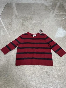 JUMPING BEANS RED BLACK STRIPED INFANT SWEATER 12 MOS - Picture 1 of 8