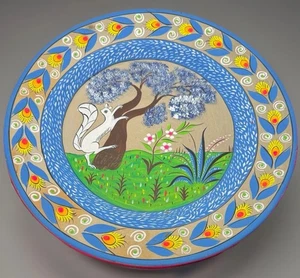 Bellissimo piatto decorativo in ceramica stile Tonala dipinto a mano grande 16” vintage 🇲🇽 - Foto 1 di 8