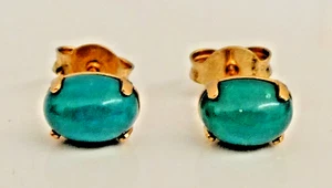 PAIR OF VINTAGE 9ct GOLD TURQUOISE STUD EARRINGS - Picture 1 of 8