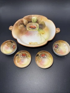 Antique Noritake Japan Handpainted Porcelain Nut Bowl w/Serving Dishes 5 pcs - Picture 1 of 11