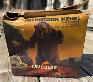 Vintage 1972 Aurora Prehistoric Scenes Cave Bear Model Kit w/ Box Unassembled - Picture 1 of 13