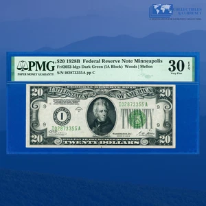 Fr.2052-I 1928 $20 FRN MINNEAPOLIS, Gold Clause, PMG VF 30 EPQ #73355 - Picture 1 of 3