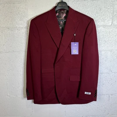 Chaqueta de traje a cuadros de ajuste clásico roja de la colección Tayion para hombre 42R $360 Foto 1 de 4