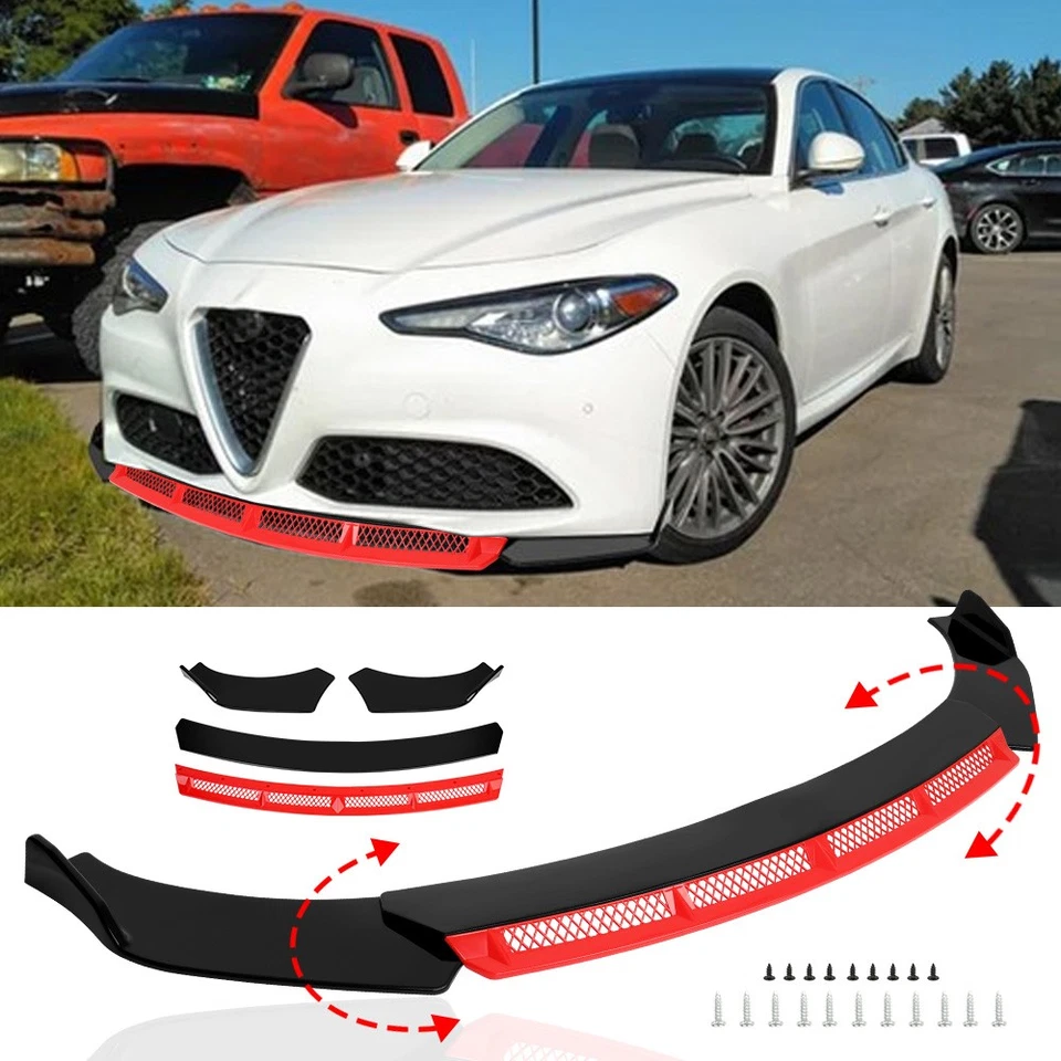 Parachoques delantero para Alfa Romeo Giulia Stelvio alerón labial divisor malla de barbilla brillante Foto 1 de 4