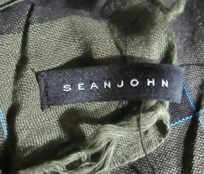 Зимний шарф унисекс Sean John оливковый/черный с бахромой в клетку - легкий вес 40 дюймов x 42 дюйма - Изображение 1 из 4