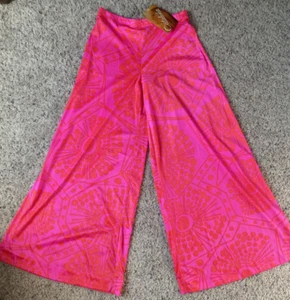 Pantalones Catalina Palazzo vintage para mujer años 70 rosa naranja nuevo stock antiguo con etiqueta - Imagen 1 de 11