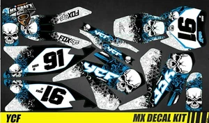 Kit Déco Moto pour / Mx Decal Kit for YCF - Blue Skull - Imagen 1 de 1