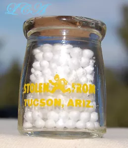 Miniature MILK BOTTLE Creamer w/pic POLICE MAN Stolen from TUCSON ARIZONA - Picture 1 of 2