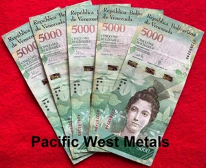 Lot of 5 Republica de Venezuela Luisa Caceres 5000 Bolivares Cinco Mil Tortuga - Picture 1 of 4