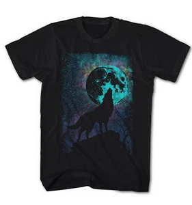 Herren T-Shirt Wolf Abstrakt Galaxis Mond Full moon Party Neu S-5XL WA1016 - Picture 1 of 1