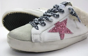 Brand New GOLDEN GOOSE 35/5US Women's Super-Star Sabot White Leather w/Pink Star - Picture 1 of 20