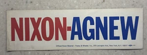 ORIGINAL VINTAGE UNBENUTZTER AUTOAUFKLEBER: NIXON-AGNEW 3 X 10" 1571 - Bild 1 von 6