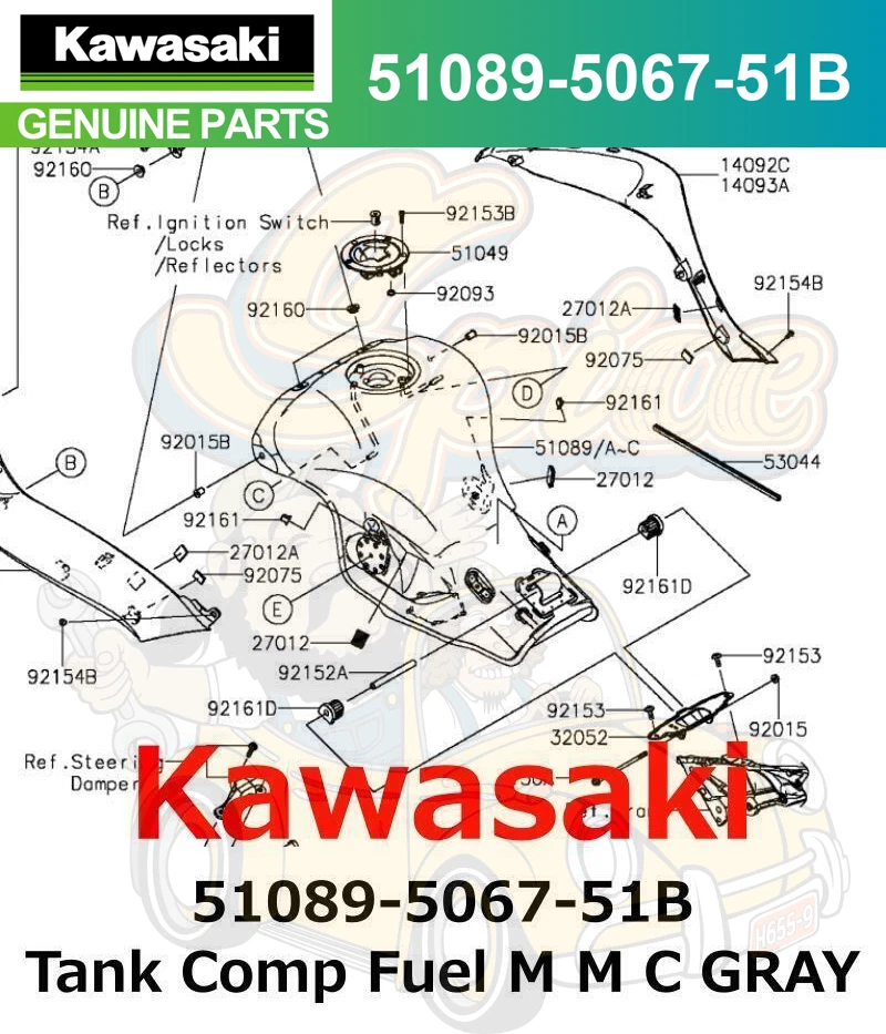 Kawasaki Original 2015 Ninja ZX-10R ZX1000 Tanque Comp Combustible GRIS51089-5067-51B Foto 1 de 1