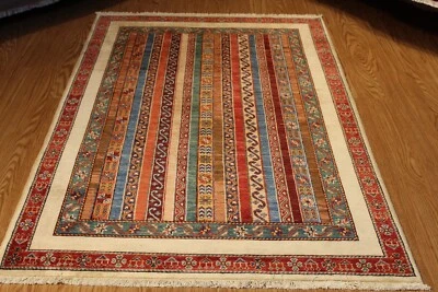 Ручной работы узловатый афганский ковер Газни натуральный шерсти фон 4 x 6 кавказский дизайн - Изображение 1 из 4