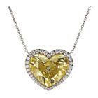 925 Sterling Silver Mariah Carey Inspired Yellow Heart Halo Necklace Delicate