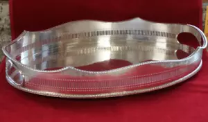 William Adams Silverplate vassoio galleria ovale 14" #3 Sheffield Inghilterra 1854 - Foto 1 di 15
