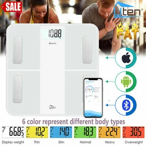 180KG Bathroom Bluetooth Scales Body Fat BMI Weighing w/USB Cable IOS, Android  - Picture 1 of 11