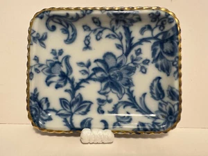 Hutschenreuther, Deutschland, KLEINES blau/weißes Tablett oder Seifenschale, Pintablett, Münztablett - Bild 1 von 7