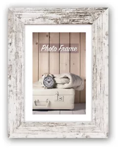 Nelson Holz Bilderrahmen 10x15 cm bis 30x40 cm Shabby Weiß Braun Foto Rahmen - Bild 1 von 8