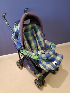 Steelcraft Legend Foldable Baby Pram Stroller 36446 Blue Green Check w Hood