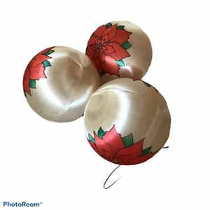 Juego de tres bolas de poinsetta de filamento blanco brillante decoración navideña recorte de árboles - Imagen 1 de 2