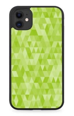 Green Geometric Pattern Rubber Phone Case Lime Mosaic Shapes Style Look DP37 - Image 1 of 2
