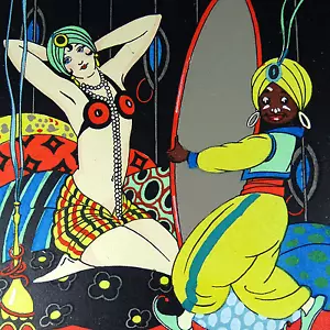 Art Deco Art Lithograph Orient Lady Mata Hari Oriental Woman Art 1930s - Picture 1 of 12