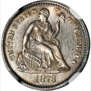 1873 NGC PR66 Mintage 600 -- Last Year of H10c -- Seated Half Dime - Picture 1 of 5