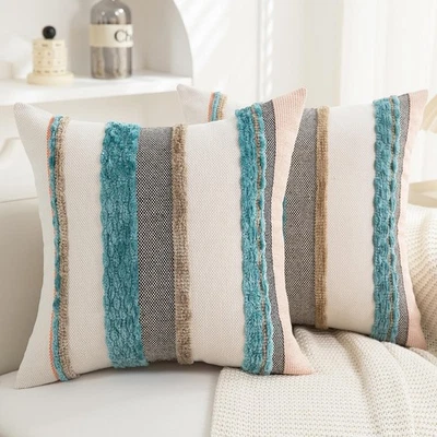 Juego de 2 Fundas de Almohada Boho 18x18 para Sofá-Sofá de Granja Moderno Decorativo... Foto 1 de 4