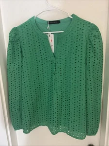 Nuevo con etiquetas Top forrado de manga larga con ojales verdes Merokeety talla L para mujer - Imagen 1 de 5