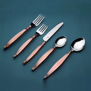 INOX Twisted Urban Flatware 5 Pc. Place Setting Antique Copper - Picture 1 of 4