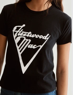 Nasty Gal 女式 Fleetwood Mac 乐队标志图形 T 恤 L 码黑色全新带标签 — 第 1/4 张图片