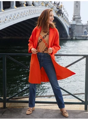 Nuevo con etiquetas Abrigo de Lana Talbots Doble Cara Naranja 90% Lana 10% Nylon Lp Clásico Aspecto Rico Foto 1 de 4