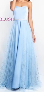Abito formale ballo pervinca taglia 18 paillettes vita e gonna blush #11515 prezzo al pubblico $400 - Foto 1 di 11