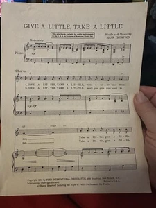 Partituras de Hank Thompson Country Advance 1950 Give a Little Take A Little - Imagen 1 de 1