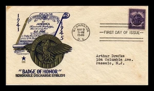 DR JIM STAMPS US COVER WWII BADGE OF HONOR FDC SCOTT 940 STAEHLE CACHET CRAFT - Picture 1 of 2