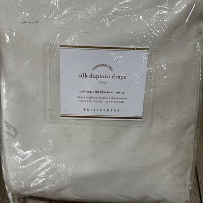 1 Pottery Barn silk dupioni drape panel 50x108 ivory 2157717 blackout - Image 1 of 2