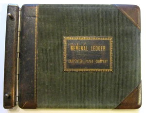 Antique General Ledger Leather Corduroy Loose Leaf Binder Grand Rapids MI - Picture 1 of 7