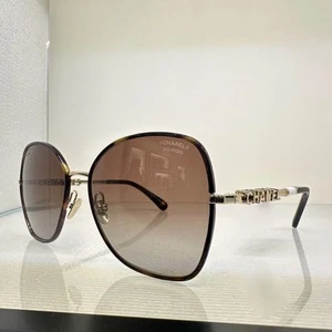 New CHANEL Sunglasses Gold Logo Arms Butterfly Brown Polarized Square CH4283 - Picture 1 of 12