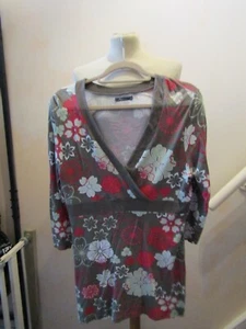 Women's Dash Green Floral Tunic Top Shirt Blouse UK Size 12 - Picture 1 of 3