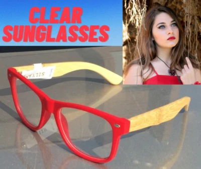 Gafas de sol de madera color bambú ROJO para mujer Carpentier lentes transparentes SILVANO NUEVAS Foto 1 de 4