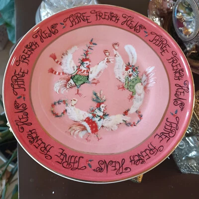 ANTHROPOLOGIE 12 DAYS OF CHRISTMAS PLATE by PHANNAPAST TAYCHAMAYTHAKOOL #3 HENS - Image 1 of 4