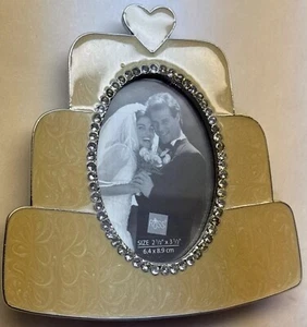 RUSS Layered Frame w/Heart Top Enamel & Rhinestones 2.5”x3.5” Oval Picture/Photo - Picture 1 of 12