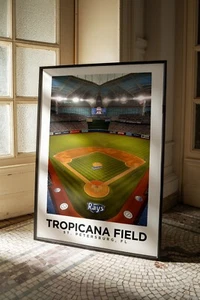 Tropicana Field, Florida - Travel Poster, Tampa Bay Rays, Baseball, Gift for Him - Picture 1 of 10