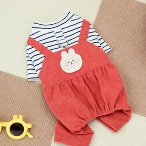 Pet Puppy Rompers Striped Dog Jumpsuit Pet Four-Legged Clothes Fashion Classic - Picture 1 of 13