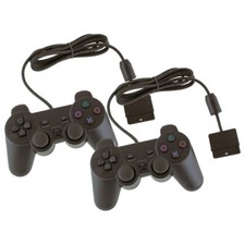 2x Controller Joystick per Sony PlayStation 2 PS2 PS1 Vibrazione Analogici Nero